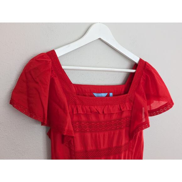 Draper James Lipstick Red Tie-Waist Dress Size Small Fit & Flare Southern Style - Picture 4 of 5